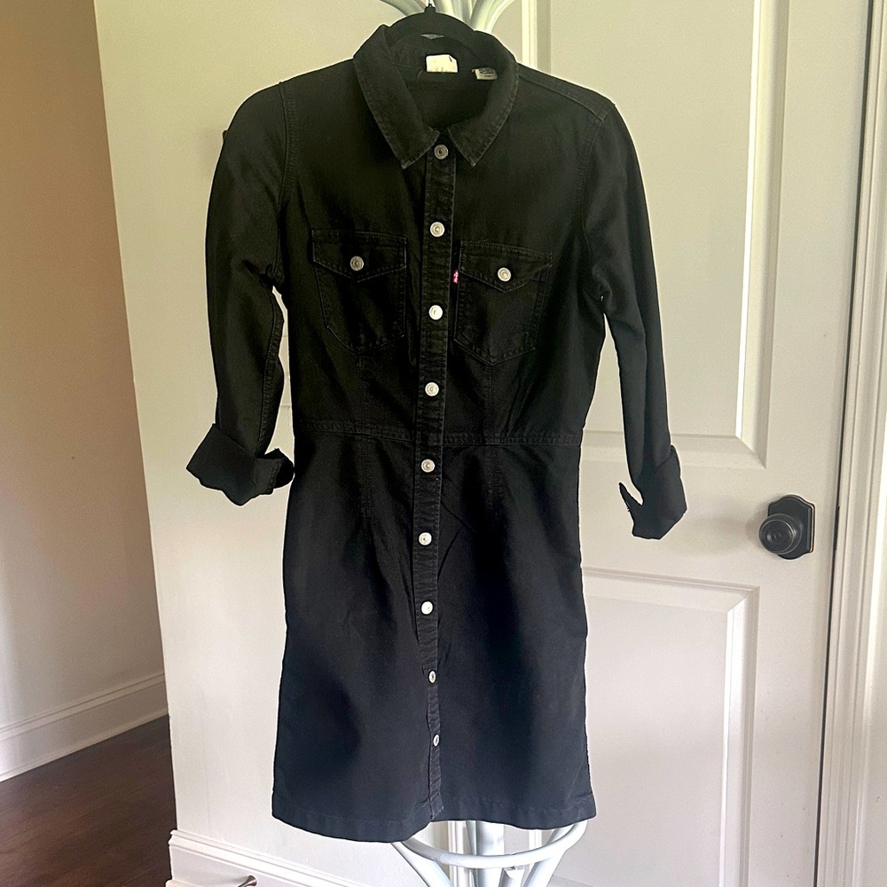 Levi's Black Long Sleeve Denim Dress